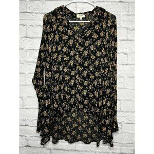 Umgee floral boho button up long sleeve blouse, size S.